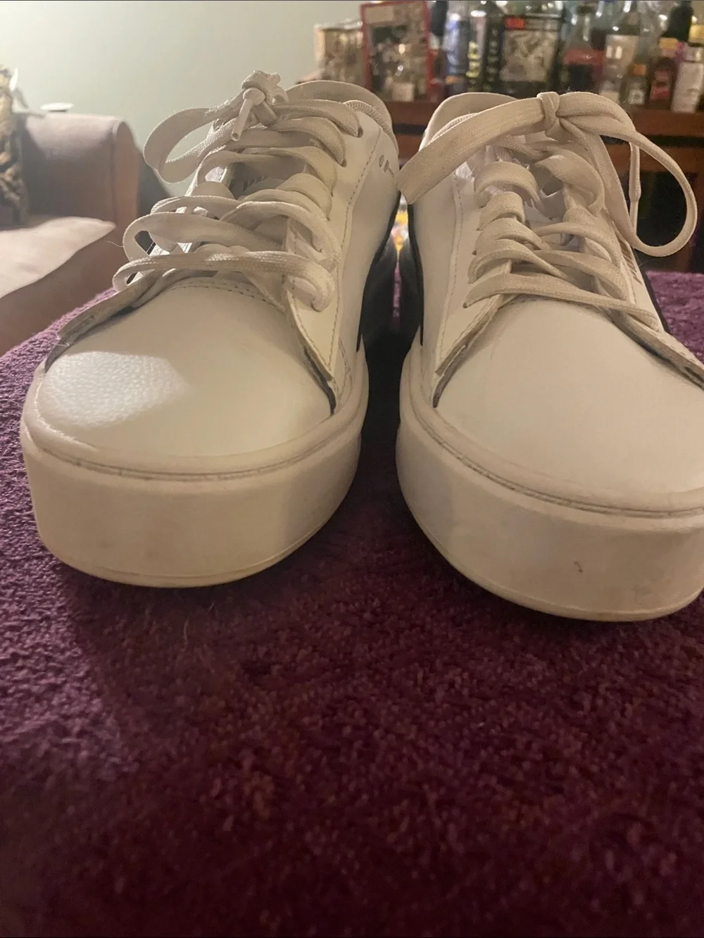 Puma White Low-Top Sneakers with Black Formstripe